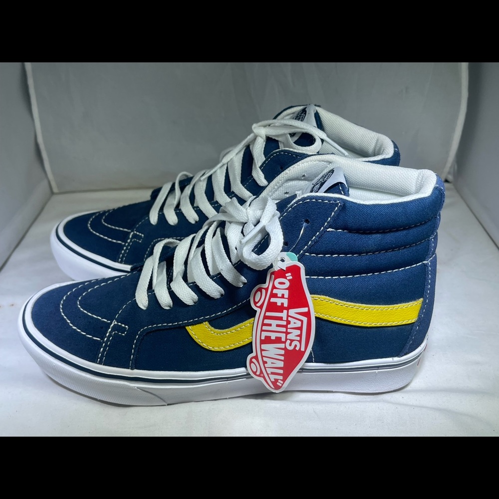 New Vans Sk8-Hi Off The Wall Women's 7.5 Shoes Blue/Yellow High Top